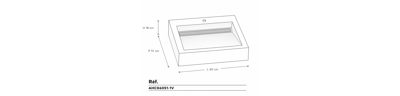 Vasque céramique plan incliné 60 cm